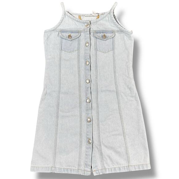 Vintage KRU Denim Dress Girls Sz 12 Button Front 2000s Kids - Picture 1 of 6